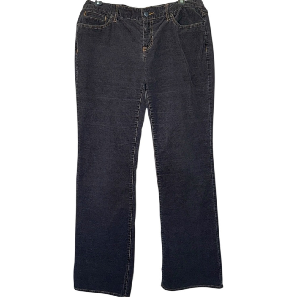 LOFT Brown Corduroy Curvy Bootcut Jeans Contrasting Stitching Y2K Edgy Sz 8